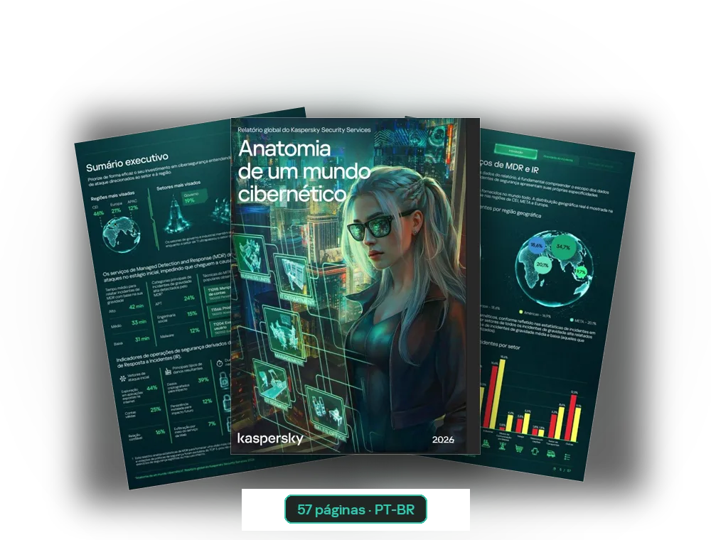 Anatomia de um mundo cibernético — prévia do relatório: capa, sumário executivo e escopo de MDR e IR